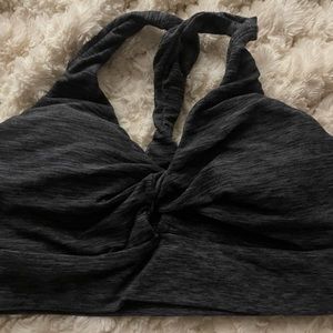 Victoria’s Secret twist back, Heathered black lounge bra. Size Xl
